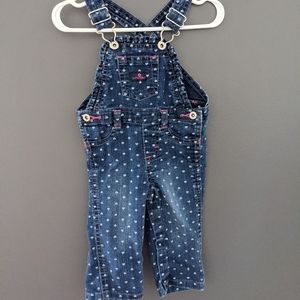 Wrangler heart print denim overalls